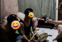 Camat Seruyan Hilir Timur (SHT), UTD, bersama rekannya, AT, (ASN Dinas Kehutanan saat digerebek langsung oleh Kapolres Seruyan AKBP Beddy Suwendi yang tengah asyik berpesta sabu di Kuala Pembuang, Selasa (19/5) sekitar pukul 19.00 WIB. (Foto Tangkapan Layar)