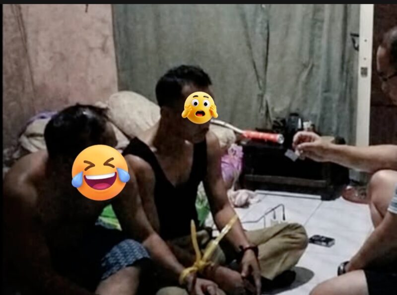 Camat Seruyan Hilir Timur (SHT), UTD, bersama rekannya, AT, (ASN Dinas Kehutanan saat digerebek langsung oleh Kapolres Seruyan AKBP Beddy Suwendi yang tengah asyik berpesta sabu di Kuala Pembuang, Selasa (19/5) sekitar pukul 19.00 WIB. (Foto Tangkapan Layar)
